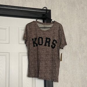 NWT Michael Kors Animal Print Top - Brown and Black size large